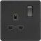 Knightsbridge SFR7000MBB Screwless 13A 1G DP Switched Socket Insert, 230 V, Matt Black
