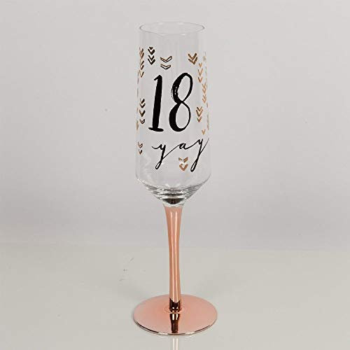 Widdop And Co Hotchpotch Luxury Champagne Prosecco Flute Glass Rose Gold Stem 18th Birthday