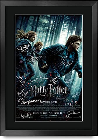 HWC Trading Deathly Hallows Part 1 Die Darsteller Daniel Radcliffe Emma Watson Rupert Grint Geschenke Printed Poster Autogramm Bild für Film-Memorabilia Fans Signed - A3 Eingerahmt