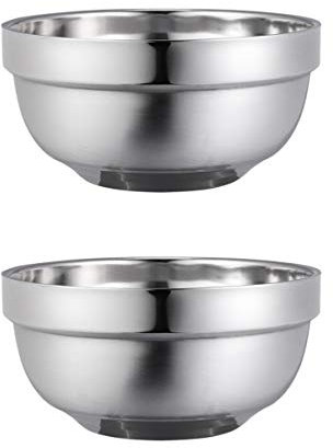 BESTonZON Lot de 2 bols à soupe en acier inoxydable à double couche - 13 cm - Anti-chaleur - Pour