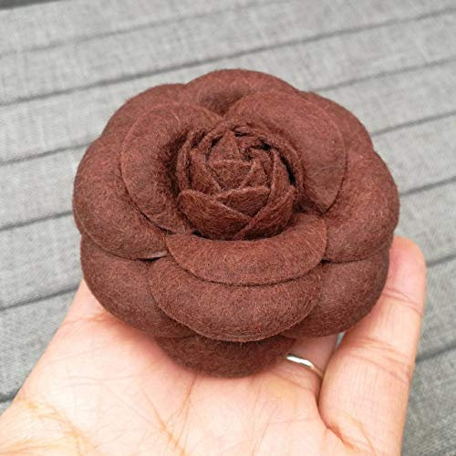 Broches Et Pins pour Fille,Luxe Grandes Broches pour Femme Foulards Boucle Broche Tissu Art Tissu Fleur Broche Mode Vêtements Bijoux Accessoires Filles Cadeaux, Marron, Laine