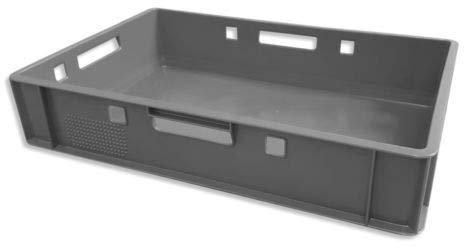 E1 Kiste 60x40x12,5 cm Metzgerkiste Lagerkiste Geschirrkiste Eurobehälter rot, grau, schwarz, blau, grün (grau)