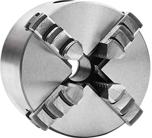 vidaXL 4 Jaw Self-Centering Lathe Chuck in HT300 Steel, High Hardness and Wear Resistance, Precise Clamping on Varied Surfaces, 80 mm Diameter, Includes Chuck Key, Maximum Speed of 4000 R/min