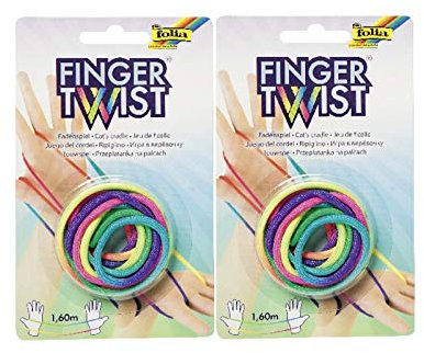 folia Finger Twist, Regenbogen 1,6m Schulstart Geschenk Schulbedarf Outdoor-Spielzeug Fadenspiel Kordel Kinder-Spielzeug Geschenkidee