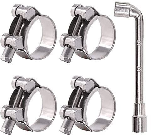 Glarks 4Pcs 36-39mm T-Bolt Hose Clamps 304 Stainless Steel Heavy Duty Ear Clamp Tube Clamp Adjustable Pipe Clamps for 1.4''-1.5'' Dia Range Hose (36-39MM)