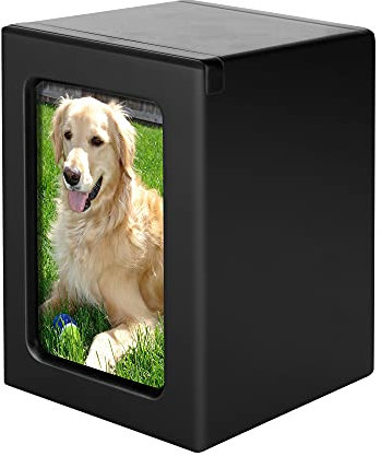 NEWDREAM: Haustier-Einäscherungsbox, Haustierurnen, Box für Hundeasche, Hundeurne, Aschebox für Hunde, geeignet für kleine und mittelgroße Hunde unter 27,2 kg vor dem Tod (Schwarz M)
