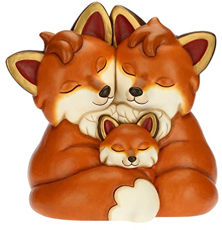 Thun - Volpe Grace con Mamma e papà - Ceramica - Living, Icone - 32,3x25,6x35,3 cm h