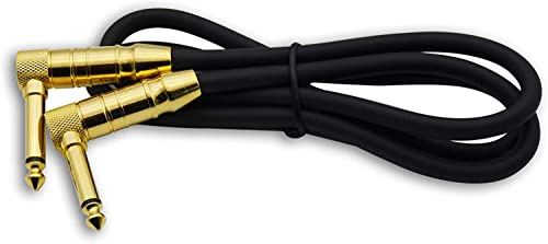 SbE-rsyun 1/4 TS to 1/4 TS Right Angle Gold Speaker Cable, 3 Feet Black, Pack of 2