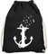 MoonWorks® Turnbeutel Anker-Motiv Vögel Print Aufdruck Maritim Nordisch Bedruckt Gymbag schwarz Unisize