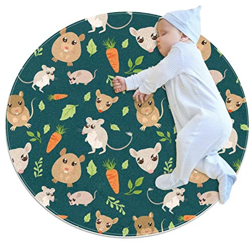 Igel niedliches Tiermuster Kinder Spielplatz Teppich Runder Teppich für Kinder Mädchen Jungen Haustiere 80x80cm