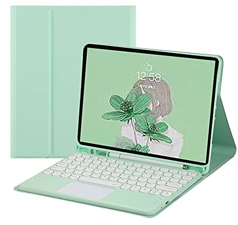 Disonbeir Keyboard Case for iPad Mini 6, iPad 8.3 inch - Cute Round Key Touchpad Detachable Keyboard with Pencil Holder, Mint Green
