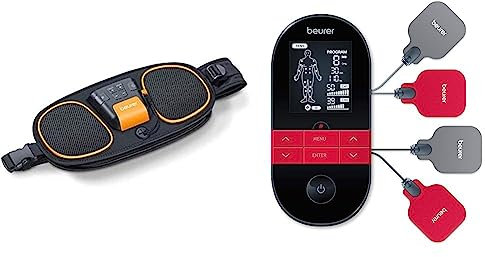 Beurer EM 59 Heat digitales TENS/EMS Gerät, 4-in-1 Reizstromgerät zur Schmerztherapie, Muskelstimulation, Massage und Wärmetherapie & EM 39 2-in-1 Bauch- und Rückenmuskeltrainer, EMS-Gürtel