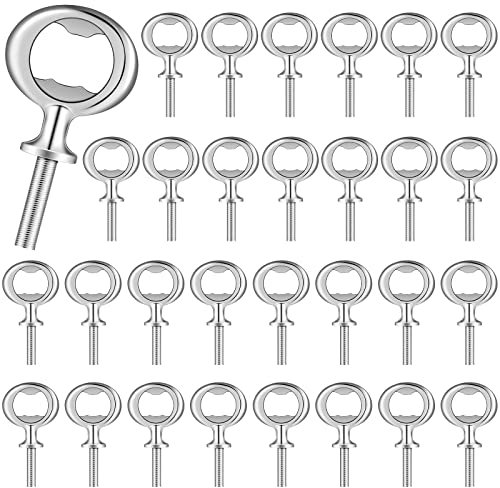 Metal Bottle Opener Kit Blank Bottle Opener Stainless Steel Bottle Opener Inserts Hardware for Valentine's Day Wedding Wine Party DIY Project Craft Wood Turning (Silver, 30 Pieces)