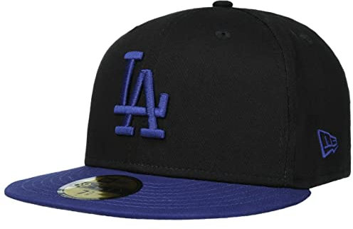 New Era 59Fifty Series Los Angeles Dodgers Cap Basecap Baseballcap Fitted Flat Brim MLB LA (7 3/4 (61,5 cm) - schwarz)