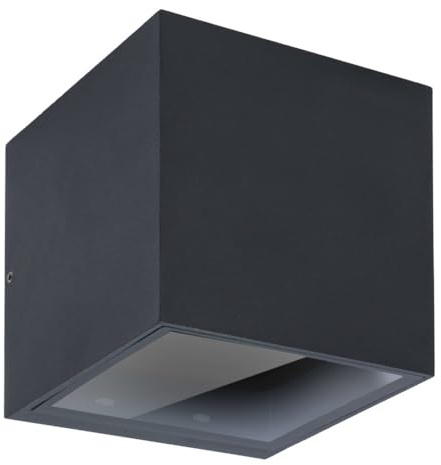 HOFTRONIC - Cuba - LED Wandleuchte Eckig - 2x GX53 Fassung - IP65 Wasserdicht - Up and Down Light - Schwarz - für Bad und Garten - LED Außenleuchte