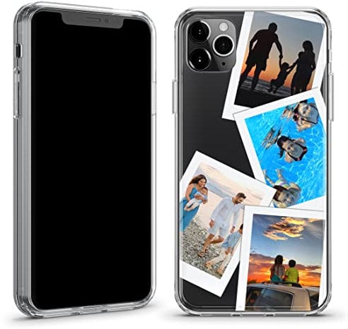 TULLUN Personalisierte Handyhülle für iPhone 14 - Brauch Collage Schnappschuss Foto Durchsichtige Hybrid TPU Bumper & Hart Rückschale Schutzhülle Case - Vier Foto