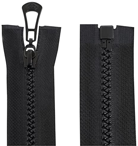 AERZETIX - C64119-2er-Set Reißverschluss Nr. 5 selbstsichernd 80 cm trennbar - metallzuglasche - Farbe schwarz - Schieber aus netzgewebe kurzwaren Kleidung nähen Jacke