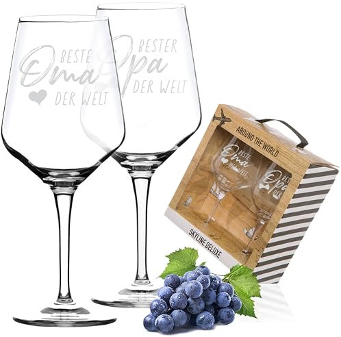 3forCologne | Weinglas aus hochwertigen Kristallglas | Souvenir Deutschland | Geschenkidee Muttertag, Vatertag, Gastgeschenk | Geschenkbox mit Textfeld | MADE IN GERMANY, Größe:Oma-Opa