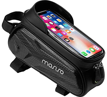 MOSISO Bike Bag Phone Front Frame Bag, Waterproof EVA Bike Handlebar Pouch,1.5L Bicycle Case Cycling Top Tube Holder Mount Case Cycling Storage Pouch Compatible with Cell Phone Under 6.5 inch, Black