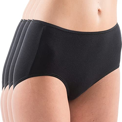 HERMKO 1150 4er Pack Damen Maxi-Slip mit elastischen Abschlüssen aus 100% Bio-Baumwolle, Farbe:schwarz, Größe:60/62 (XXXXL)