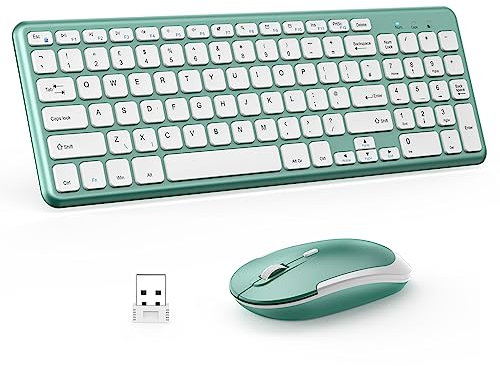 Wireless Keyboard and Mouse Set, 2.4 GHz Wireless USB Keyboard and Mouse Combo with USB recevier, Slim Ergonomic Keyboard for Windows, Computer, PC, Notebook, QWERTY UK Layout