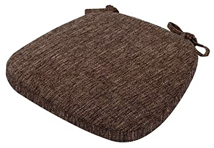 Yadlan Stuhlkissen 6er Set mit Schleife, Sitzkissen 40x40 Waschbar, Stuhlauflagen KüChenstuhl mit ReißVerschluss, Stuhlkissen Esszimmer 6 StüCk Trapez GedäChtnisschaum Sitzpolster Kaffee