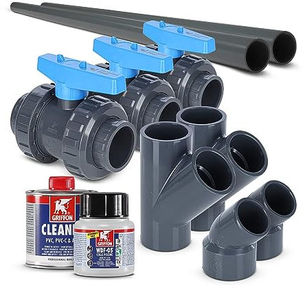 PVC-U Bypass Set 2 45° für Wärmepumpen Ø 50 mm Poolheizung Schwimmbecken Pool Heizung Erwärmung Wassererwärmung