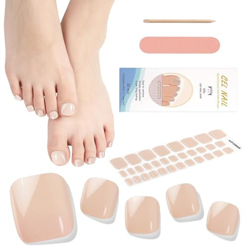 EBANKU 32 PCSGel Nail Strips, Gel Toeail Strips Full Wraps Adhesive Gel Toenail Stickers with Nail File and Stick(UV/LED Lamp Required)-1 (#10)