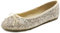 Feversole Women's Sparkle Memory Foam Cushioned Colorful Shiny Ballet Flats Pumps Glitter Around Light Gold Size 4