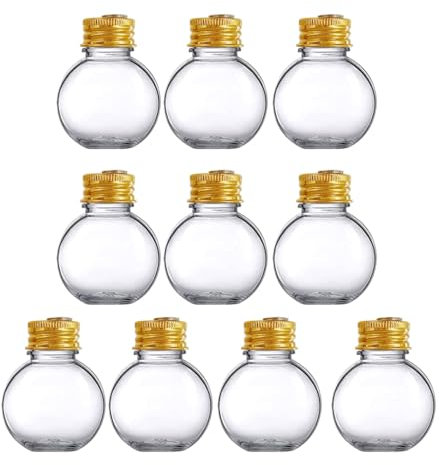 10 bolas de Navidad redondas de 50 ml con tapa extraíble para colgar en el árbol, decoración del hogar, suministros de fiesta, accesorio festivo para el hogar