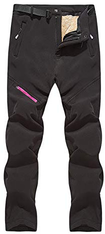 DondPO Mountainbike Hose Herren Lang Gefüttert Winddicht Orangene Schneehose Winterhose Radfahren wasserdichte Winter Skihose Fahrradhose Kletterhose Dicke Warm Taschen Wanderhose Thermo Pants