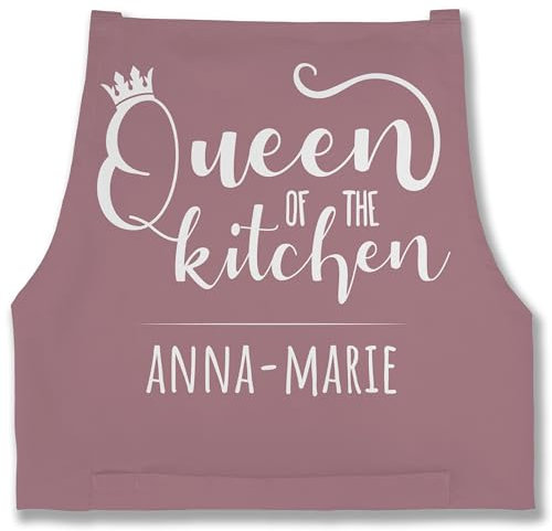 Schürze - Kochschürze Damen Frauen - Queen of the Kitchen mit Name I Küchenchefin I Chefköchin - 85x69 - Rosa - koch schürzen küche kochen kochschürzen mama kochschuerze