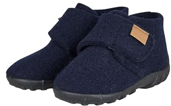 Sterntaler Hausschuhe uni - Jungen Hausschuhe aus Wollfilz - Baby und Kinder Hüttenschuh mit rutschfester Sohle - Kindergarten Pantoffeln mit Klettverschluss