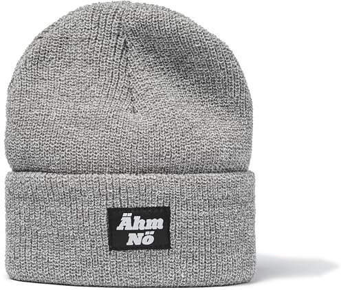 minifan Outdoor Strickmütze Herren & Damen : Ähm Nö - Geschenk - Beanie Männer Frauen Mütze Wintermütze Lustige Mütze Hippster Beanie Klettern Outdoor Wandern (Heather Grey)