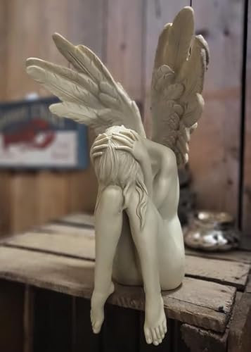 Generisch Engel Statue KANTENHOCKER Figur ANTIK Vintage DEKO Weiss NEU