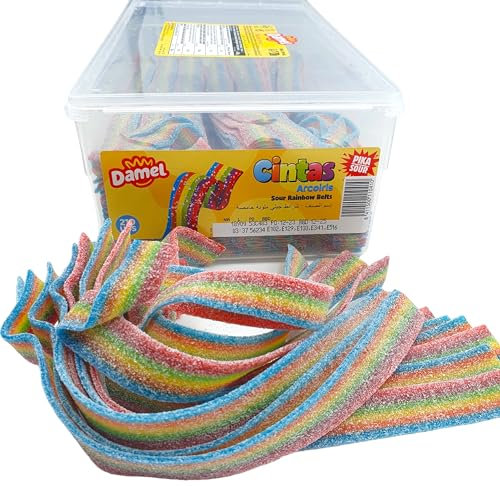 Cintas Pica Pica Arcoiris Damel - Bandeja 210 Unidades - Lenguas Pica Multicolor - Cintas Acidas ArcoIris