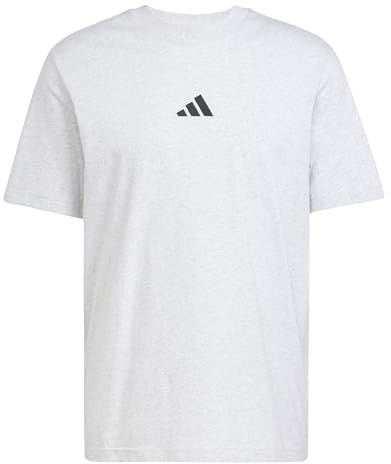 Adidas Men's Essentials SMALL Logo Single Jersey Tee, Light Grey Heather/Black, XL