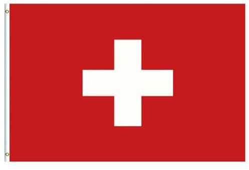 Grande Bandera de Suiza 90x150cm,Personalizada Banderas con Agujeros de Latón para Decoración Patio,Jardin,Barra,para Juegos de Fútbol,Eventos Deportivos,Día Nacional,Fiesta de Suiza