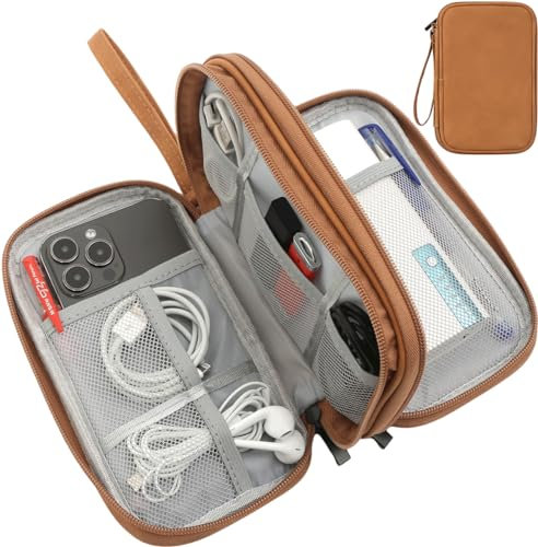 CAAORDKSO Pochette de rangement de câbles de voyage pour accessoires électroniques, résistante à l'eau, pochette de rangement pour câble, cordon, chargeur, USB, téléphone, banque d'alimentation,