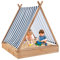 COSTWAY 2 en 1 Bac à Sable en Bois Enfant avec Toit Amovible & 2 Bancs, Bac à Sable Extérieur avec Conception sans Fond, Charge 100kg de Chaque Banc pour Enfant de 1 an+, 124 x 123 x 134 cm