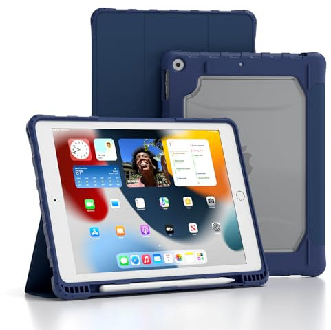 TOPESCT Case for 10.2 iPad 9/8/7 (2021/2020/2019 Release, 9th/8th/7th Generation), Auto Wake/Sleep, Strong Magnetic Shockproof Cover with Hard Clear Back Shell w/Pencil Holder