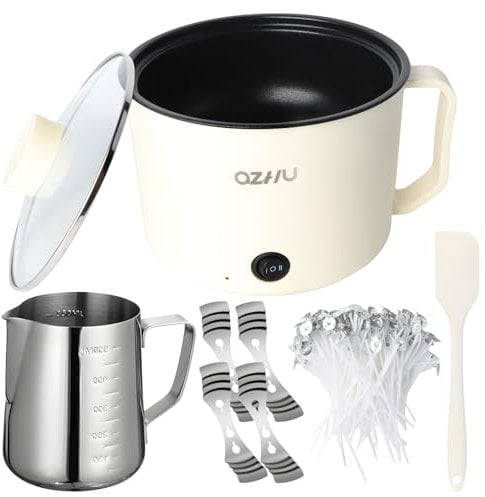 LPQKCcY Wax Melter for Candle Making 1.8L Non-Stick Electric Wax Melter with 550ml Candle Wax Melting Pot 100 Wicks & 4 Centering Device Candle Making Kit DIY Soap Crafts Warmer Heater