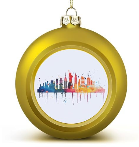 New York Cityscape Weihnachtskugeln, Ornamente, Weihnachten, Amerika, New York, Aquarell, Skyline, hängende Kugel, dekorativ für Weihnachtsbäume, Feiertage, Party, Neujahrsgeschenk