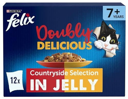 FELIX Doubly Delicious 7+ Countryside Selection in Jelly Wet Cat Food 12x85g (Pack of 4)