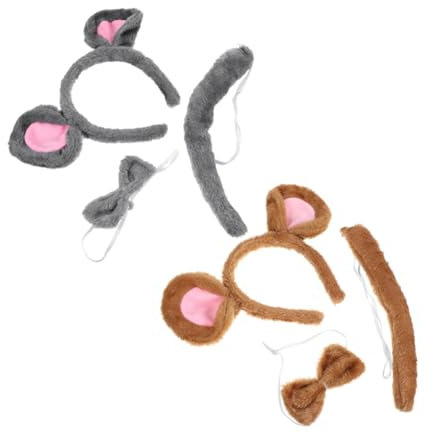 BESPORTBLE 2 Set Animal Headgear Headbands Headband Mouse Theme Costume Rat Costume Accessories Halloween Cosplay Supplies Mouse Ears and Tail Fabric