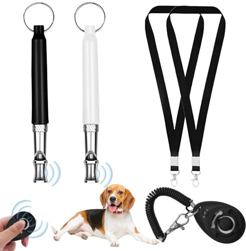 HANGGON 2 Stück Hundepfeife Rückruf Mit Klicker Hund Clicker Einstellbare Hundepfeife Hochfrequenz Lautlos Mit Umhängeband Erziehungshilfen Für Hunde Training Zubehör Hundeerziehung