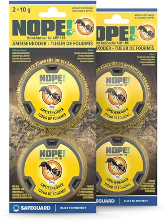 NOPE! Boîtes Appât Anti-Fourmis 4 x 10g – Intérieur & Extérieur – Gel à Faible Toxicité – Élimine la Fourmilière – Protection Durable