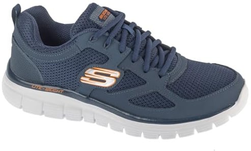 Skechers Herren Burns Agoura Sneaker Blau Orange | Sneaker mit Memory Foam Innensohle und flexiblem Grip