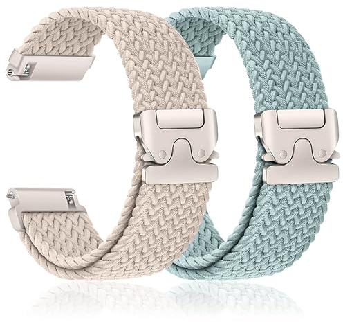 2Pcs Geflochtenes Armband für Samsung Galaxy Watch 3 45mm/Gear S3/Galaxy 46mm,Uhrenarmband 22mm Nylon Band für Garmin Venu 3 2/Forerunner 255 265/Vivoactive 4,für Huawei Watch GT 5 4 3 2 Pro 46mm