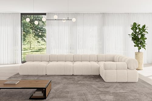 ALTDECOR Modulares Sofa Ecksofa in L-Form Corner modular Sofa Eckcouch Couch Wohnlandschaft Cauchsofa Polstersofa Mende-L3-380x190x70 cm Beige